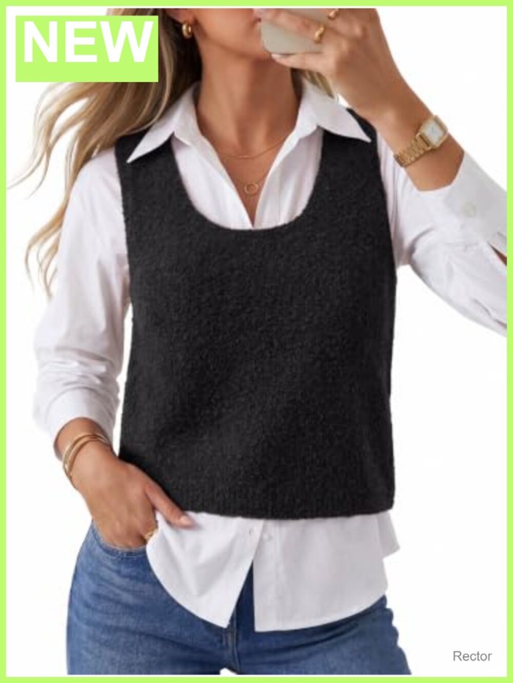 Wool Blend Cropped Scoop Neck Sweater Vest Fall Work Layering